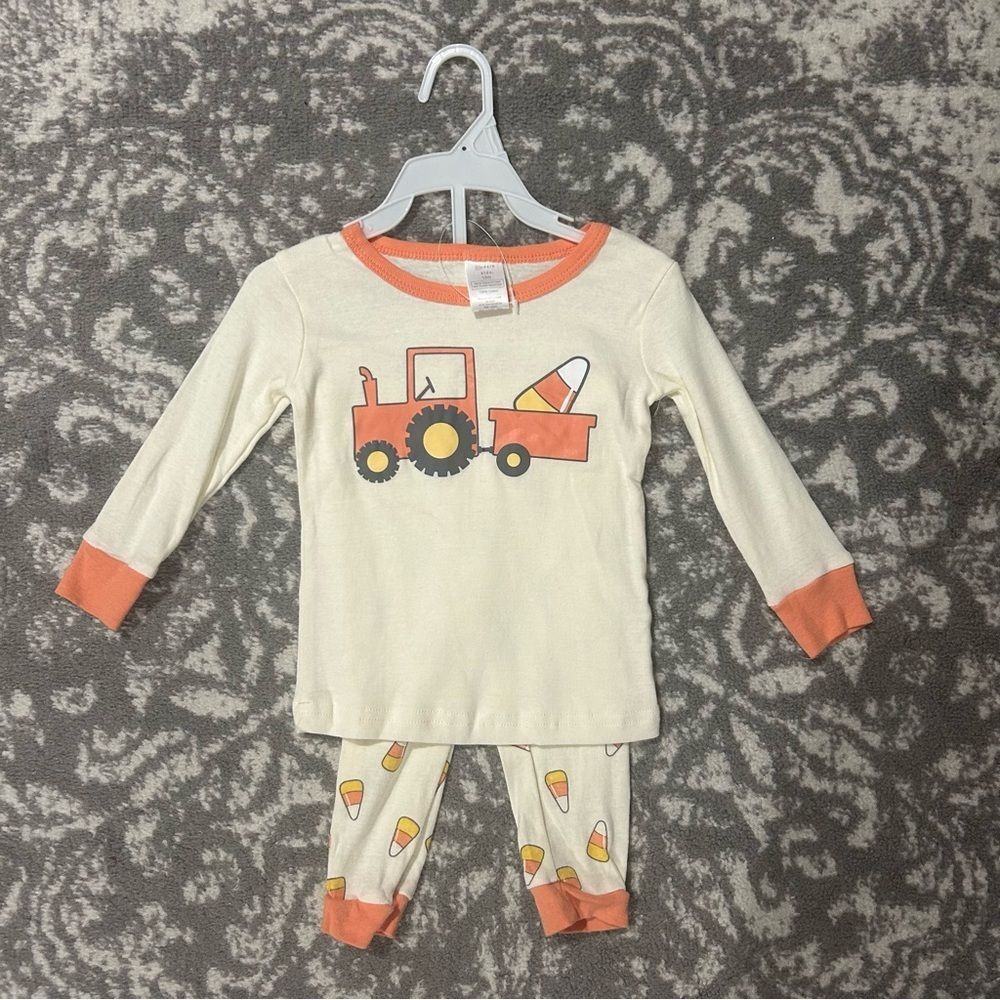 Modern Kids Halloween Tractor and Candy Corn Pajamas NWOT 12M